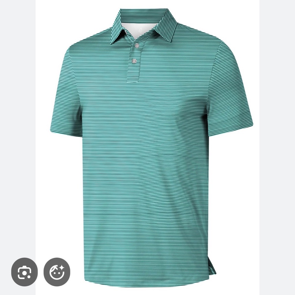 ⛳️ Bobby Jones Golf Polo Shirt Striped Teal Blue 🏌️